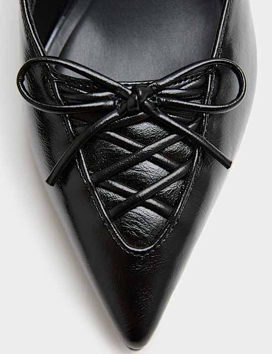 Lace Detail Stiletto Heel Pointed Court Shoes