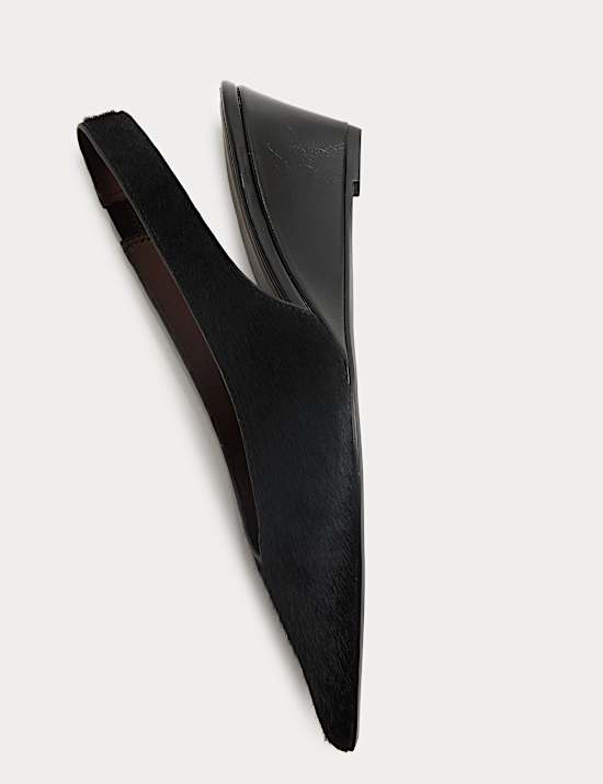 Leather Hair On Wedge Pointed Slingback Shoes