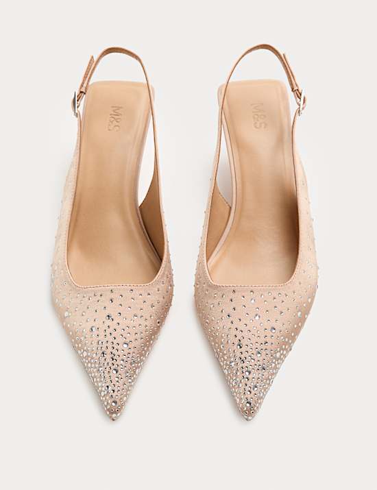 Slingbacks met kittenhak en glitter