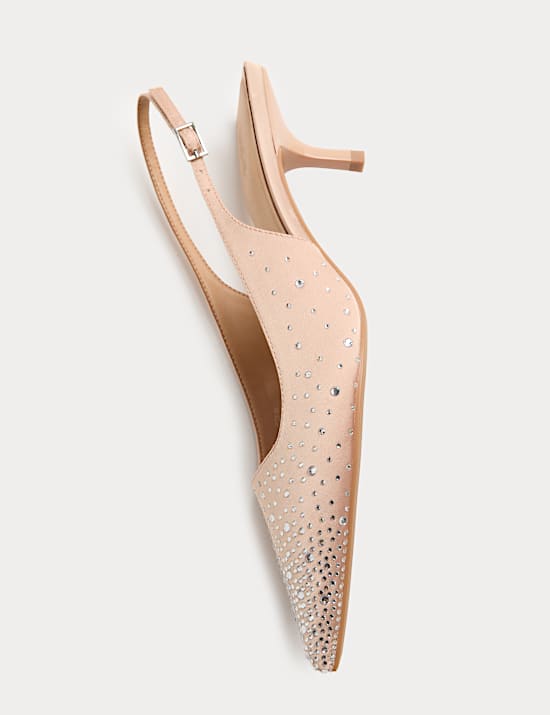 Slingbacks met kittenhak en glitter