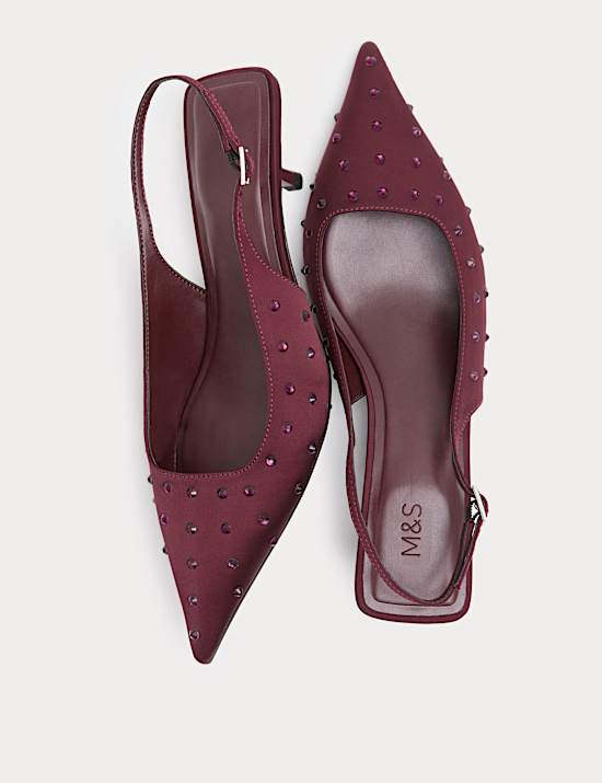 Chaussures à petits talons et bride arrière, effet étincelant