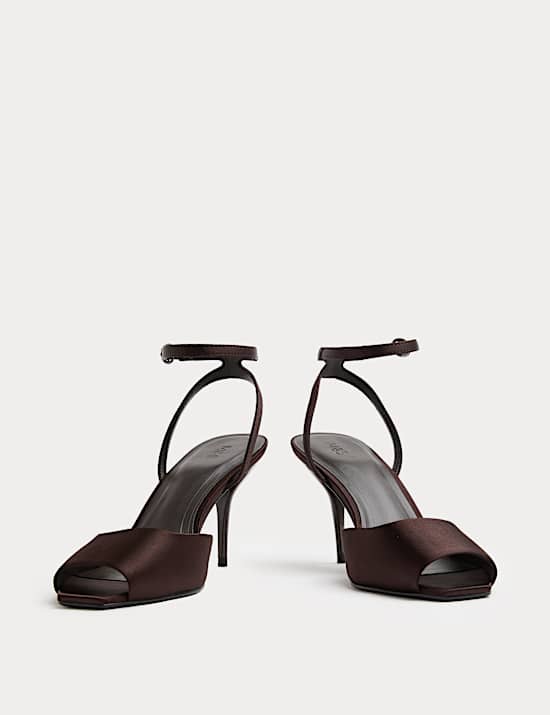 Satin Peep Toe Stiletto Heel Sandals