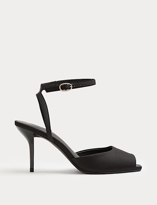 Satin Peep Toe Stiletto Heel Sandals