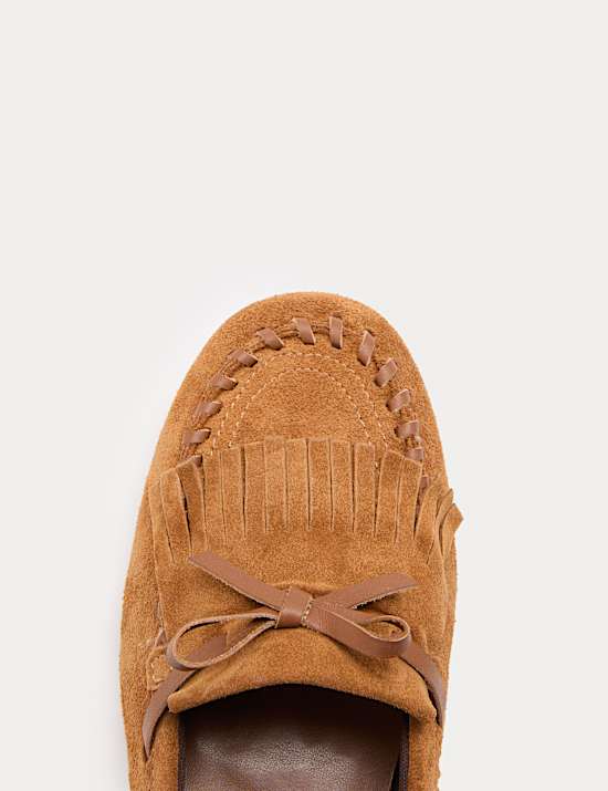 Suede Tassel Bow Flat Loafer