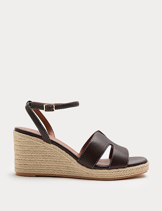Wide Fit Ankle Strap Wedge Sandals