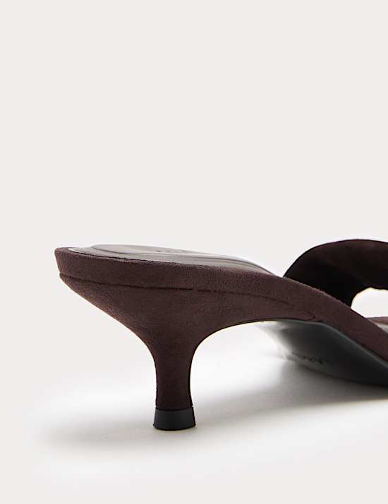 Suede Kitten Heel Open Toe Mules