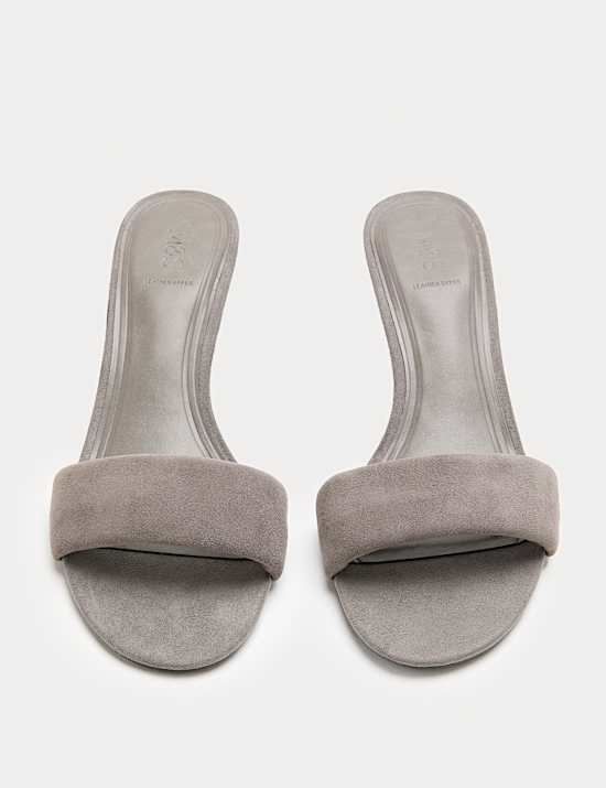 Suede Kitten Heel Open Toe Mules