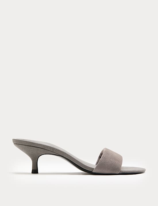 Suede Kitten Heel Open Toe Mules