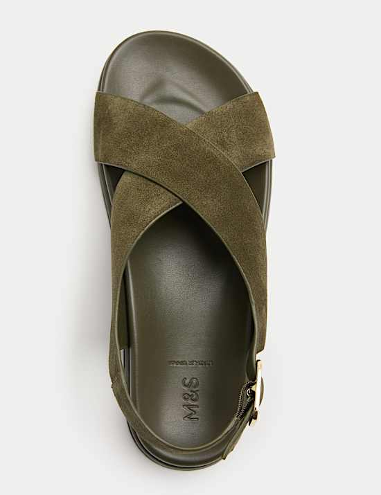 Suede Crossover Footbed Sandals
