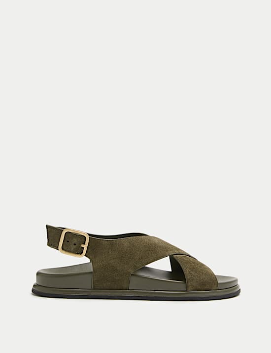Suede Crossover Footbed Sandals