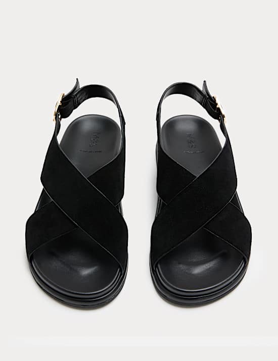 Suede Crossover Footbed Sandals