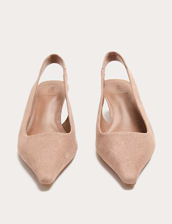 Suede Kitten Heel Pointed Slingback Shoes
