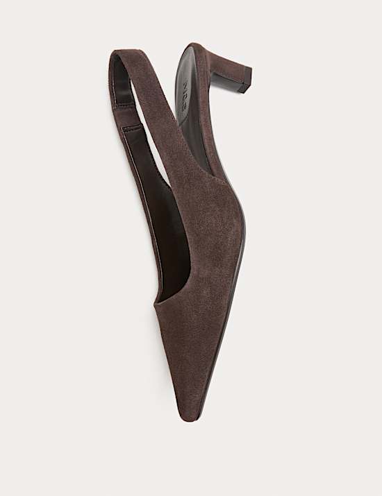 Suede Kitten Heel Pointed Slingback Shoes