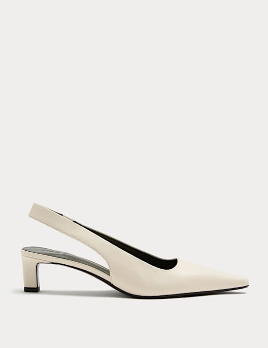 Leather Kitten Heel Slingback Shoes