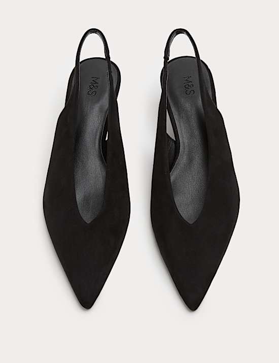 Suede Kitten Heel Pointed Slingback Shoes