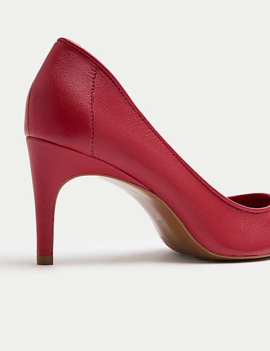 Leather Stiletto Heel Pointed Court Shoes