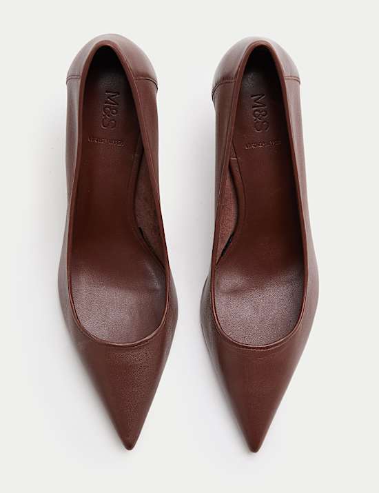 Leather Stiletto Heel Pointed Court Shoes