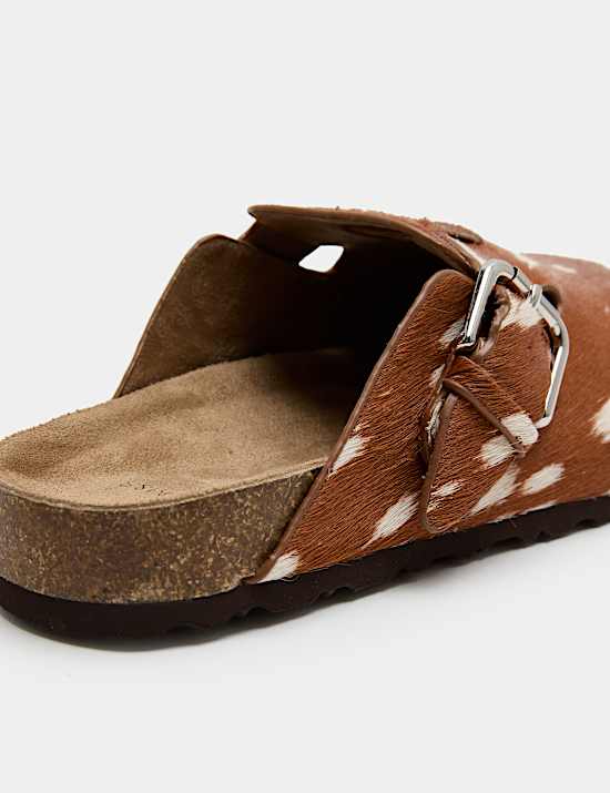 Leather Hair On Animal Print Clogs