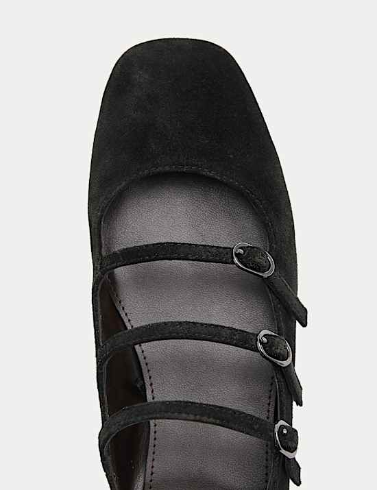 Suede Ankle Strap Mary Jane Pumps
