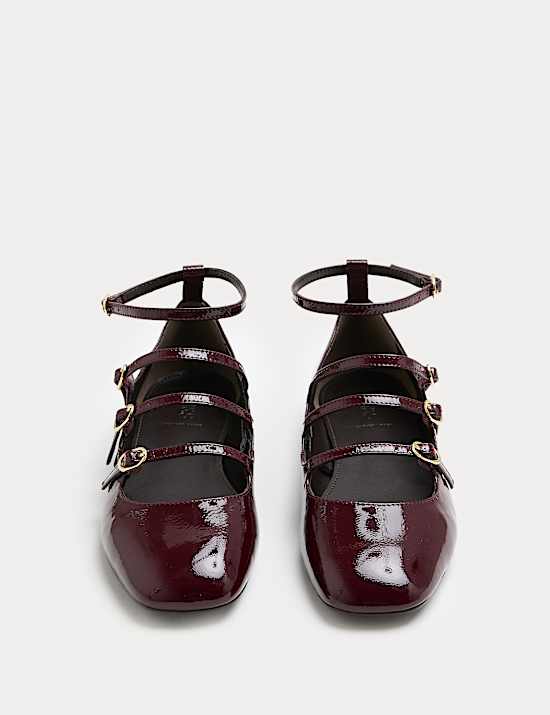 Leather Patent Ankle Strap Mary Jane Ballet Pump