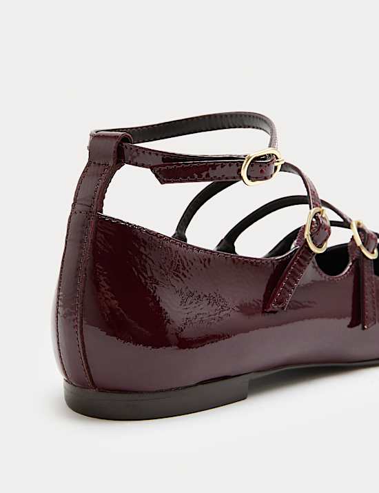 Leather Patent Ankle Strap Mary Jane Ballet Pump