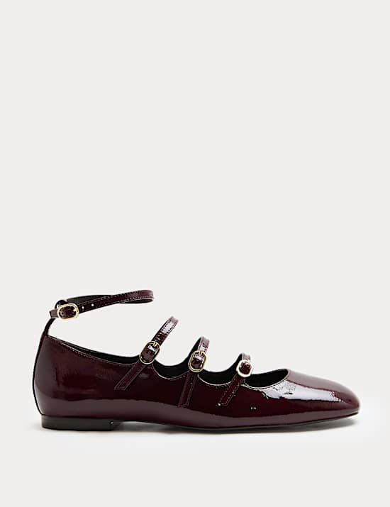 Leather Patent Ankle Strap Mary Jane Ballet Pump