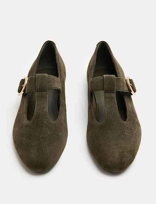 Suede T-Bar Flat Ballet Pumps