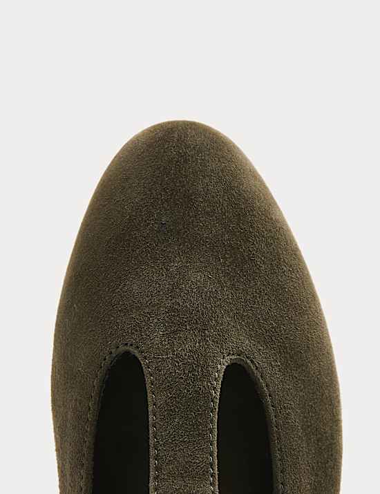 Suede T-Bar Flat Ballet Pumps
