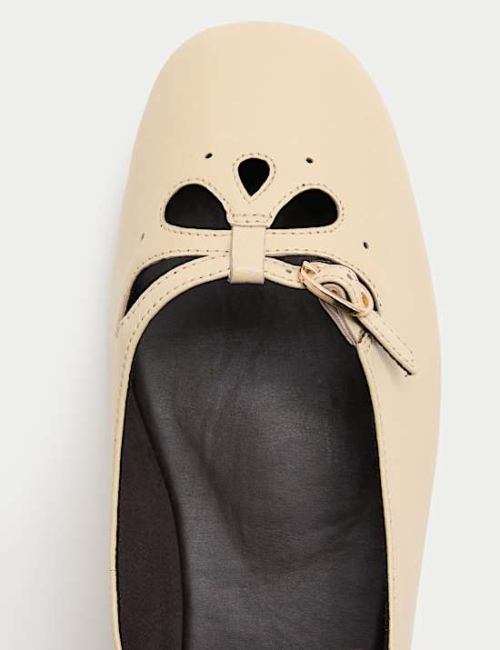 Leather Cut Out Mary Jane Ballet Pumps