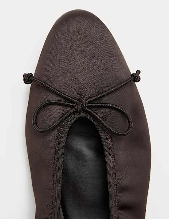 Satin Striped Flat Ballet Pumps