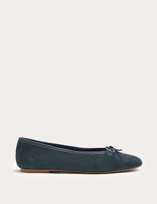Suede Flat Square Toe Ballet Pumps