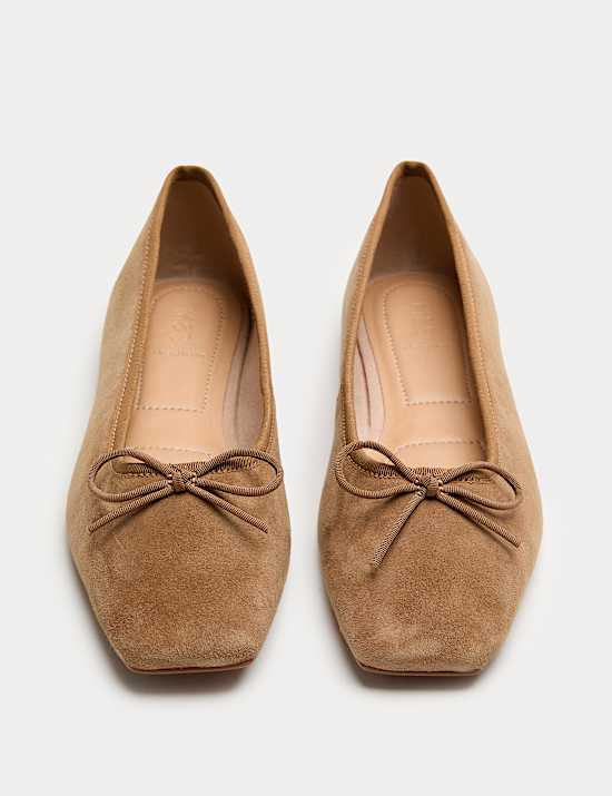Suede Flat Square Toe Ballet Pumps