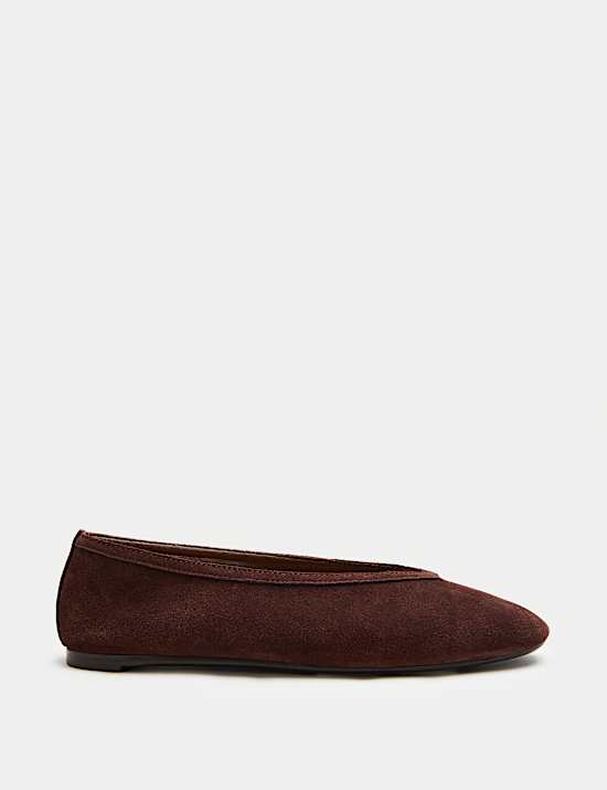 Suede Flat Round Toe Ballet Pumps