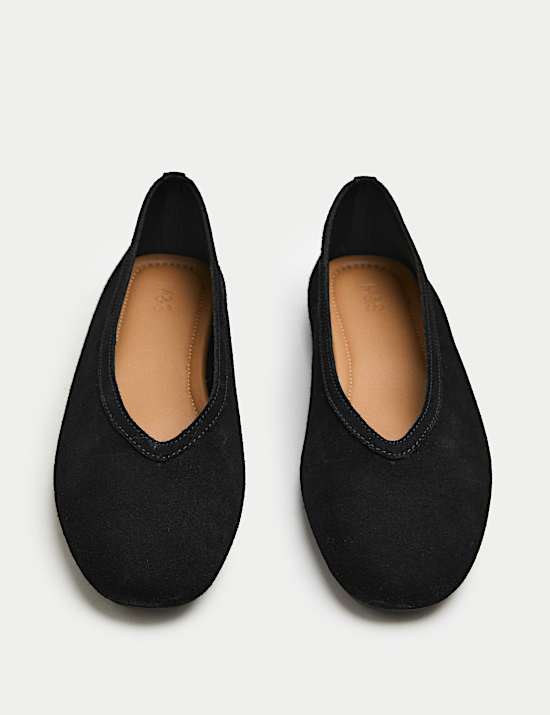 Suede Flat Round Toe Ballet Pumps