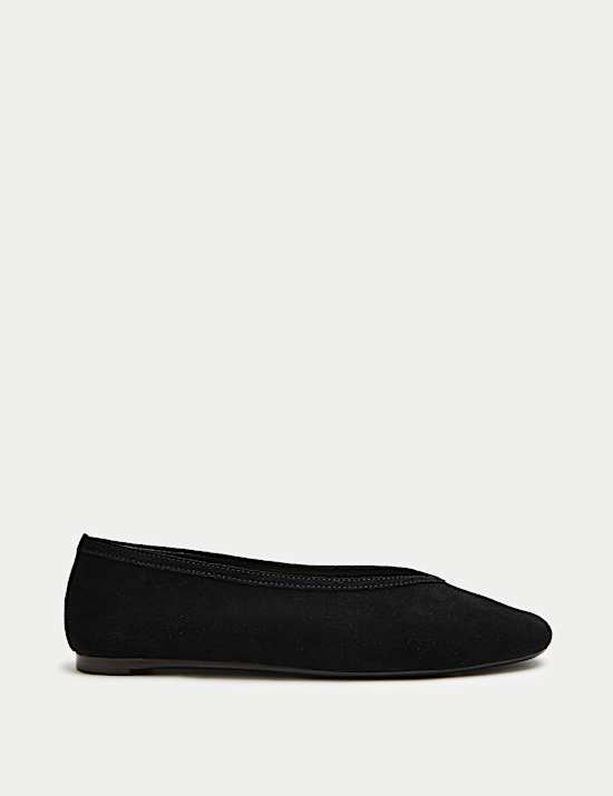 Suede Flat Round Toe Ballet Pumps