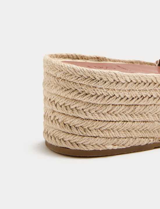 Leather Flatform Espadrille Mules