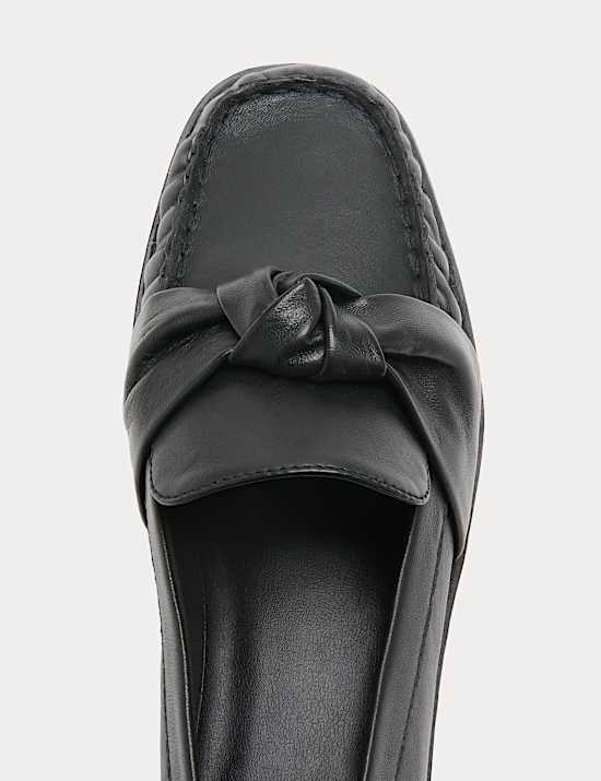 Leather Twist Bow Loafers