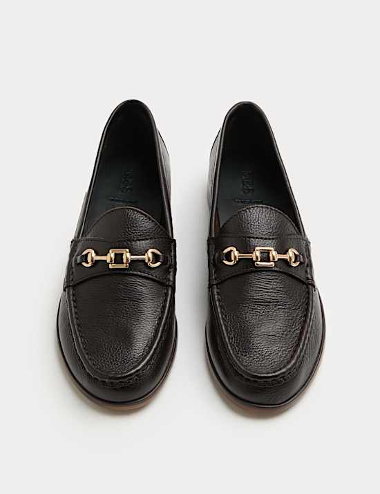 Leather Trim Block Heel Loafers