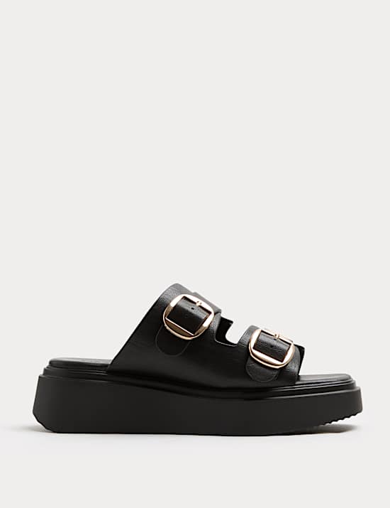 Double Buckle Flatform Mules