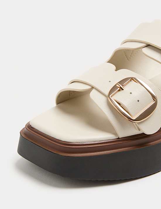 Double Buckle Flatform Mules