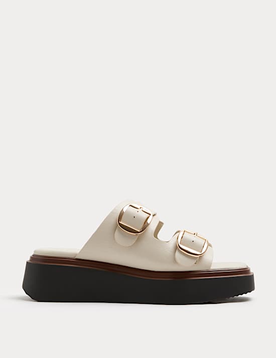 Double Buckle Flatform Mules