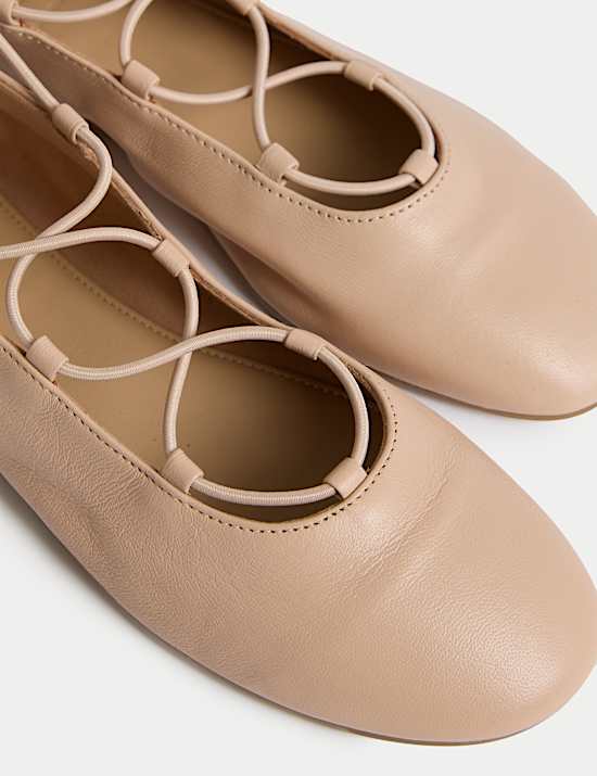 Leather Strappy Flat Ballet Pumps