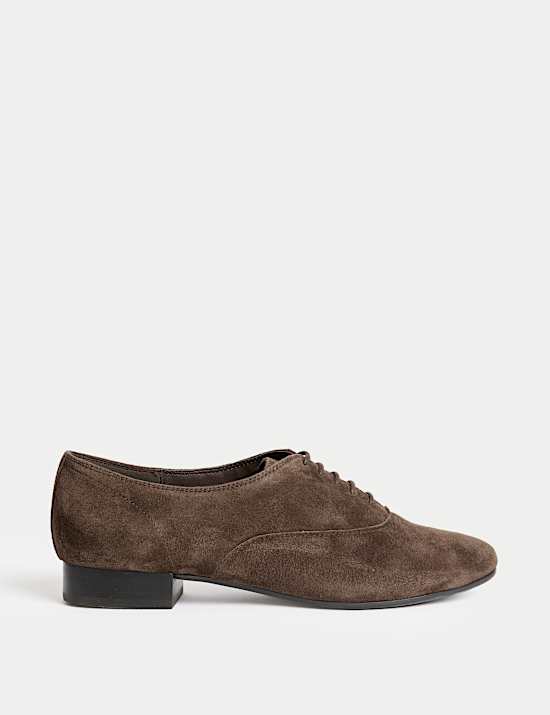 Suede Lace Up Block Heel Shoes