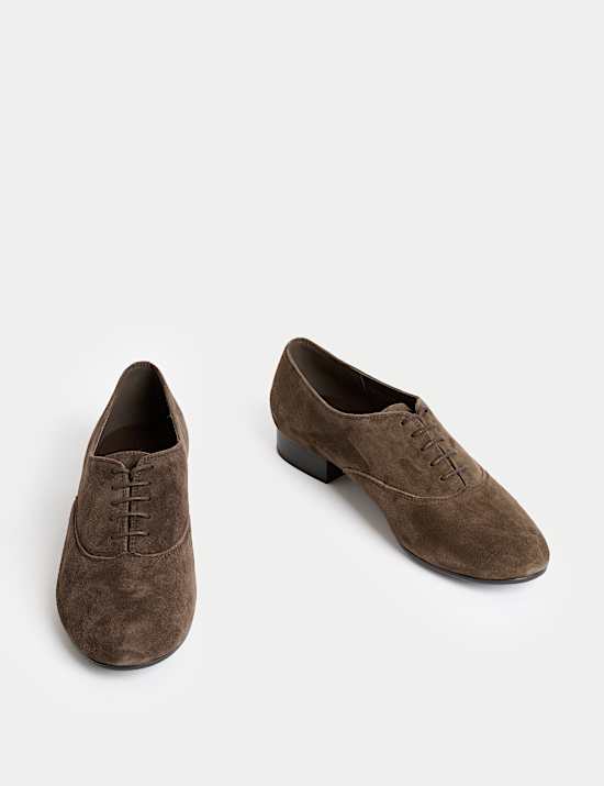 Suede Lace Up Block Heel Shoes