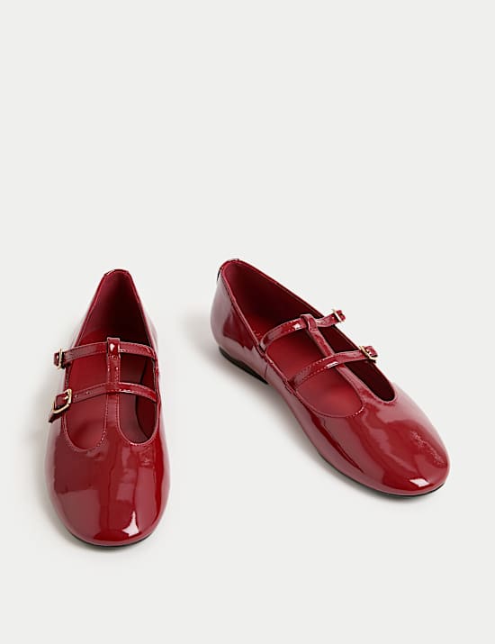 Patent Strappy Flat Mary Jane Ballet Pumps