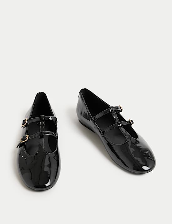 Patent Strappy Flat Mary Jane Ballet Pumps