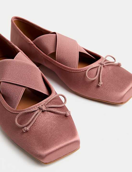 Satin Strappy Flat Ballet Pumps