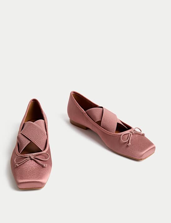 Satin Strappy Flat Ballet Pumps