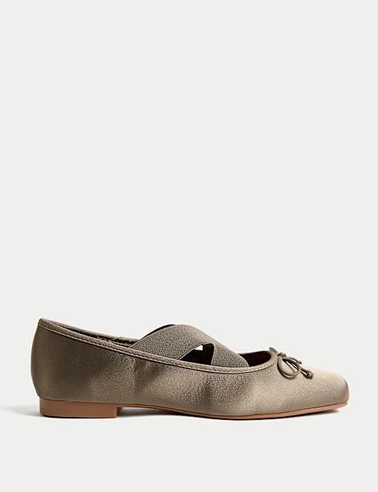 Satin Strappy Flat Ballet Pumps