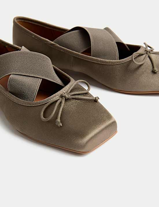 Satin Strappy Flat Ballet Pumps